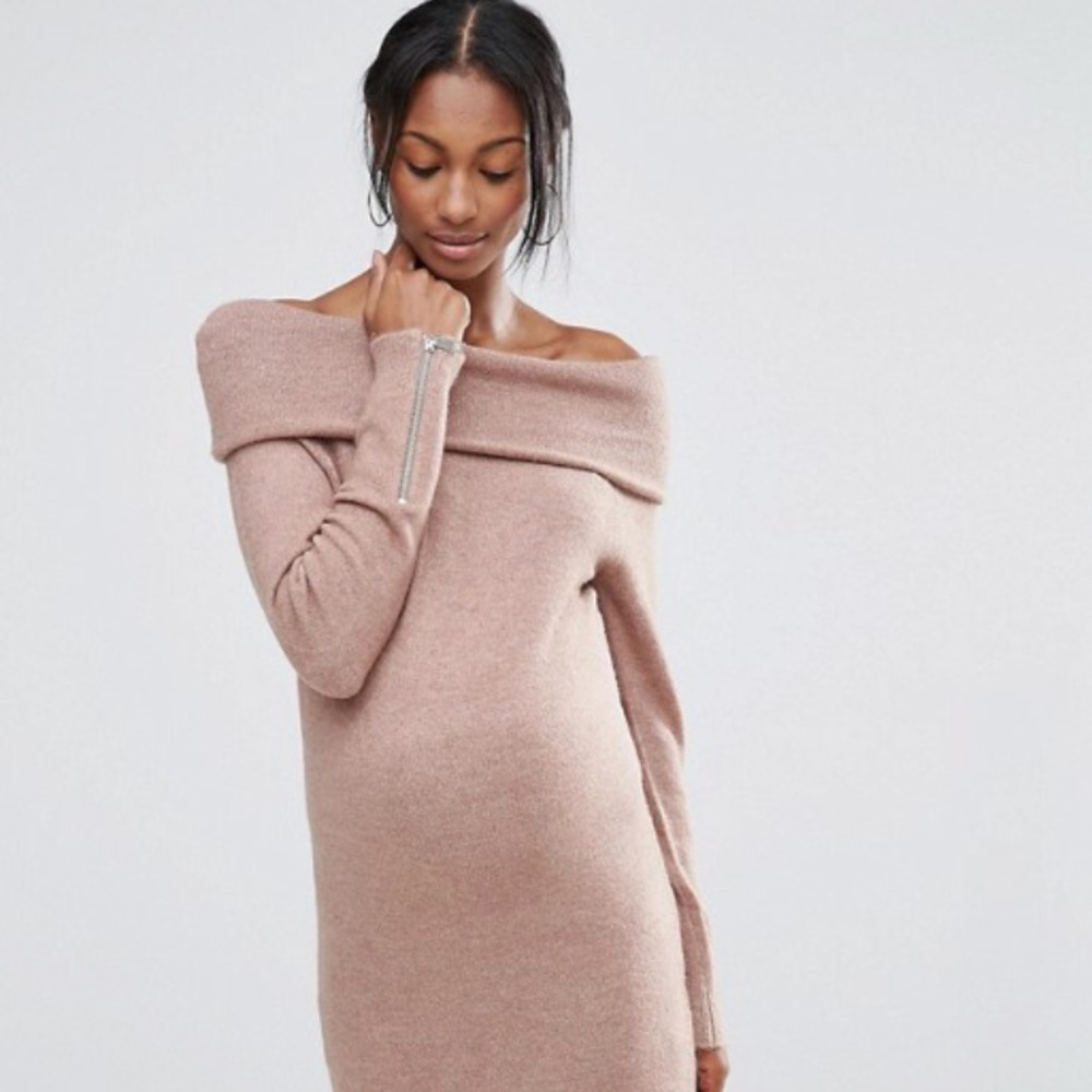 Maternity Sweater Dress off shoulder ASOS Size 6